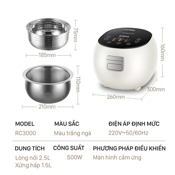 Nồi Cơm Điện Đa Năng - Kiêm Tách Đường - Snapbee RC3000 PRO - Dung Tích 3 Lít - Lòng Nồi Niêu Inox 304 Vân Lục Giác Siêu Dày Đầu Tiên Trên Thị Trường