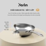 Chảo Karlin Chống Dính Tự Nhiên - P26 - Đáy 5 Lớp - Sâu lòng 7 cm - Đường Kính 26 cm - Nấu Được Trên Mọi Loại Bếp - Không kén bếp