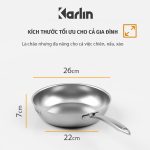 Chảo Karlin Chống Dính Tự Nhiên - P26 - Đáy 5 Lớp - Sâu lòng 7 cm - Đường Kính 26 cm - Nấu Được Trên Mọi Loại Bếp - Không kén bếp