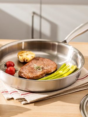 Chảo Karlin Chống Dính Tự Nhiên - Model P3 - Đáy 3 lớp - Inox 304 - 24x5.8 cm - Chất lượng cao (dùng cho bếp từ, bếp Gaz, bếp hồng ngoại...)