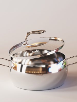 Nồi Karlin Chống Dính Tự Nhiên CR20 - CR22 - CR24 - Đáy 5 Lớp - Kiểu Dáng Bo Tròn - Nấu Được Trên Mọi Loại Bếp