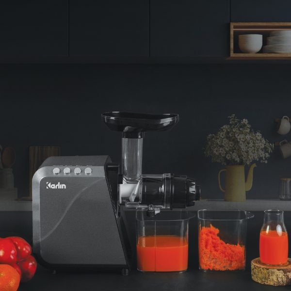 Máy Ép Chậm Trục Ngang KARLIN X5 - Ép Rau Củ - Kiệt Bã - Dễ Vệ Sinh - Đa Năng (xay cafe, làm mì sợi, thái củ quả, làm kem)