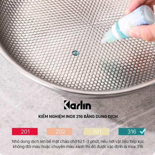 Chảo Karlin Chống Dính Tự Nhiên G24 PRO Inox 316 Đáy 4 Lớp 24cm x 5.8cm - Chuẩn Châu Âu